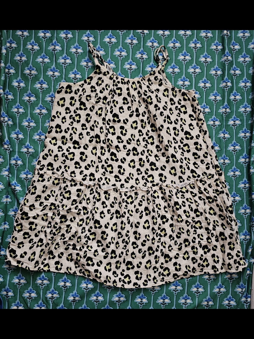 Leopard Print Tiered Cami Dress in Beige and Black
